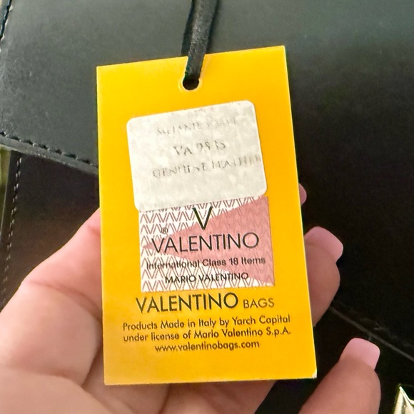 Valentino Genuine Black Leather Studded Melanie 2 Way Top Handle Shoulder Bag - Picture 9 of 14